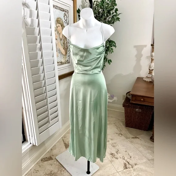 celery green bridesmaid dresses Wedtrend Women Eucalyptus A Line Sweetheart Off the Shoulder Long Bridesmaid  Dress With Slit – WEDTREND main image 1
